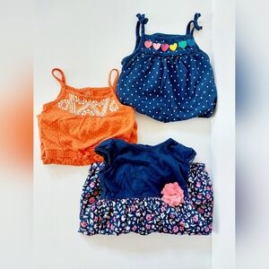 Set of 3 Floral Geometric & Polka Dot Shortsuits Romper 18m Carters Rainbow Baby